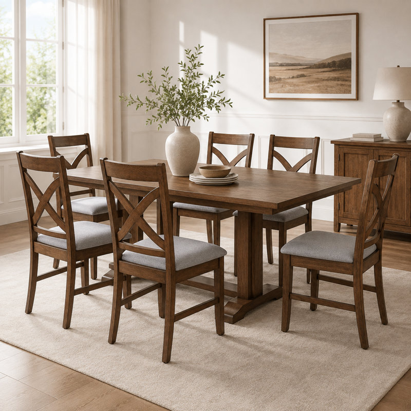 Ensemble de 2 chaises de salle à manger en bois à dossier croisé modernes pour la salle à manger et la cuisine