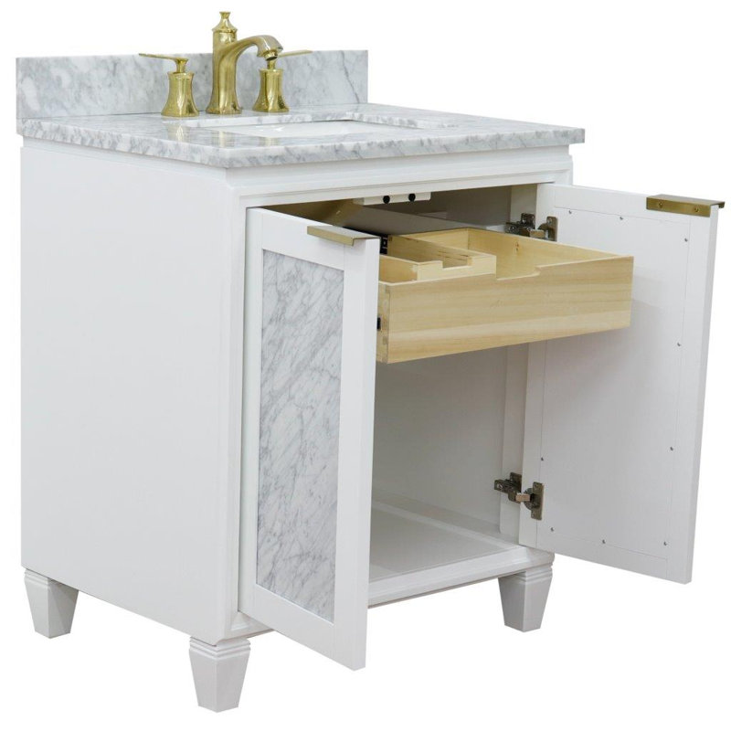 Ensemble de meuble-lavabo simple 31 "avec miroir Schreck, Blanc