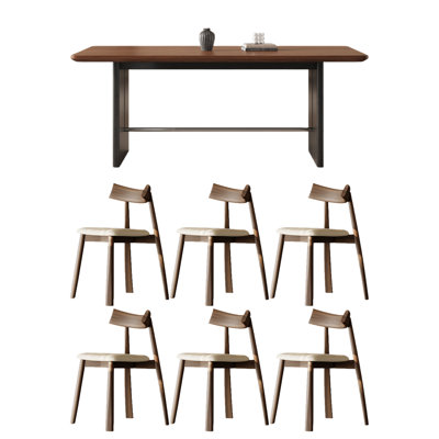 Simple dining table rectangular solid wood