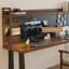 Bureau rectangulaire en bois massif noisette + fer-1195177433