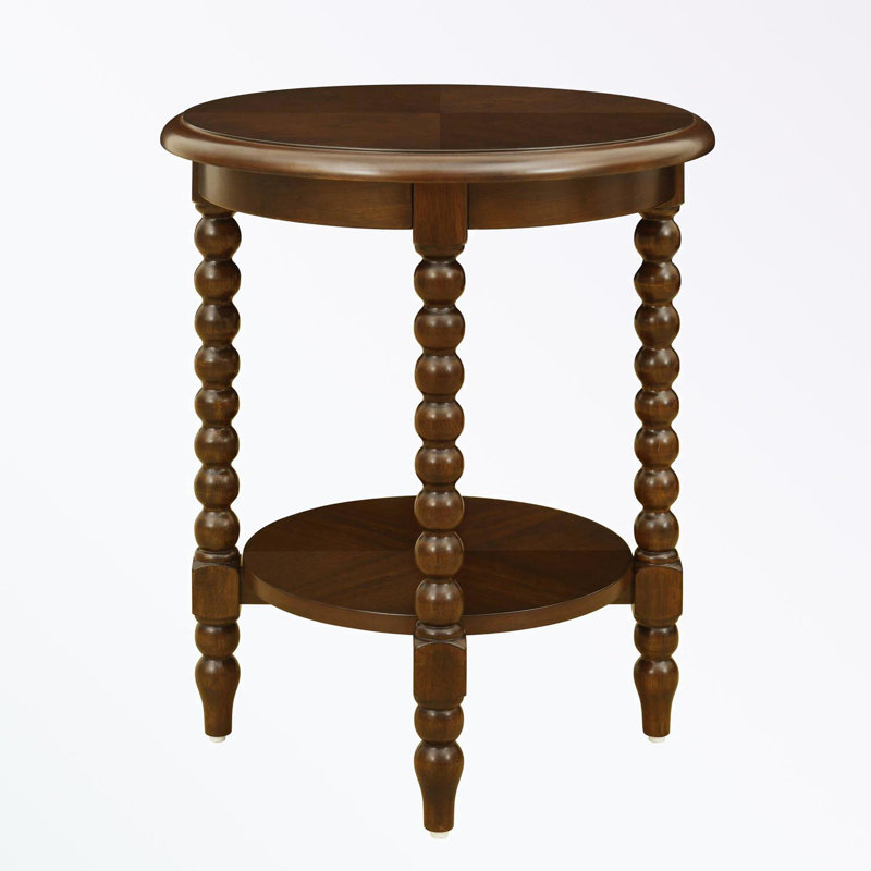 Round End Table with Shelf