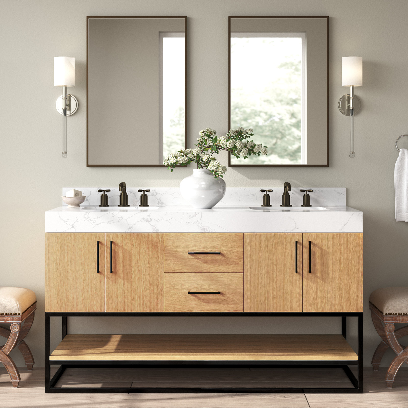 Wade Logan Ellis 60" Double Bathroom Vanity - Wayfair Canada