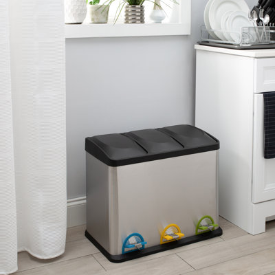 Bloomingburg Steel Step On Multi-Compartments Trash & Recycling Bin - 11.88 Gallons