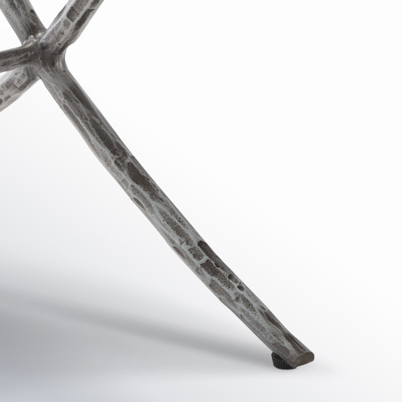 Glass End Table, Silver