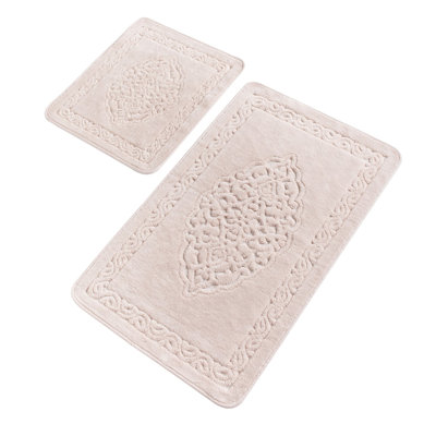 Ensemble de tapis de bain en coton de qualité supérieure (2 pièces) - antibactérien, antidérapant, 19,7 x 23,6 pouces et 23,6 x 39,4 pouces | 100% coton, 1,76 lb par mètre carré | Lavable à la machine, douceur luxueuse pour le confort et la sécurité de la salle de bain