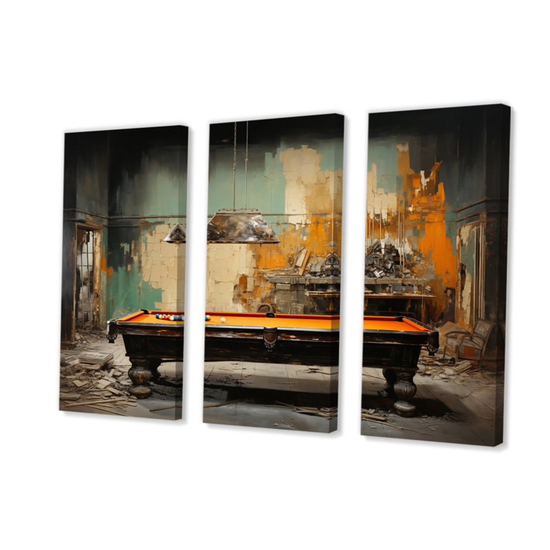 Billard Industrial Game II - Sports, reproduction d'art sur toile, H 40 po x l 60 po x P 1 po