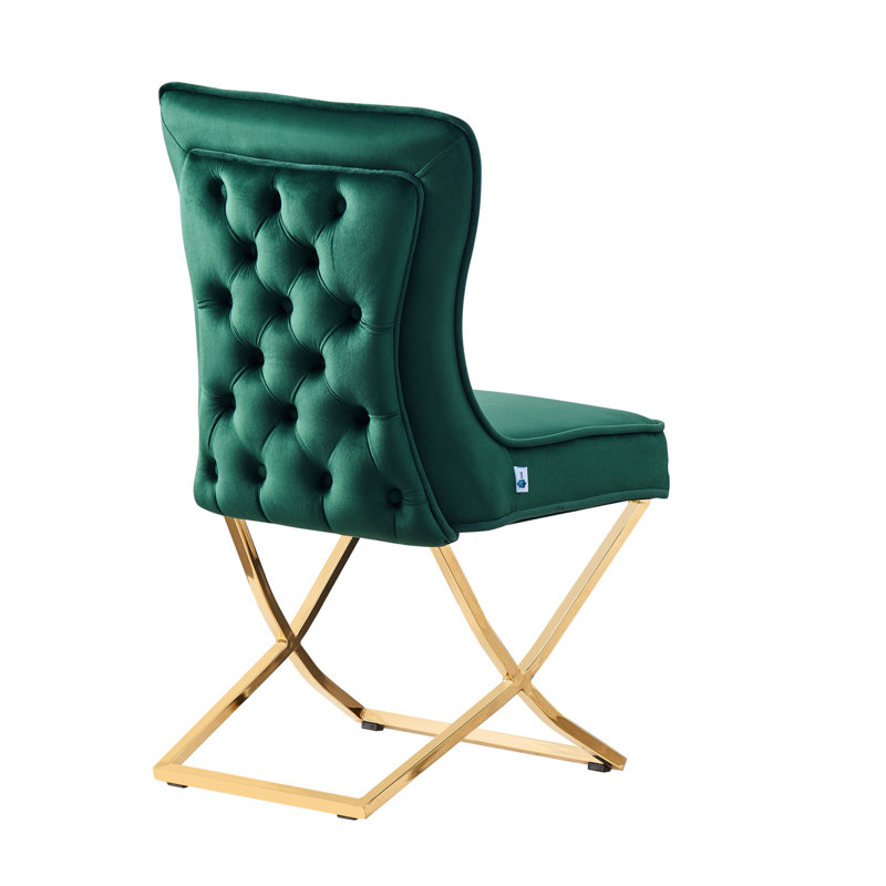 Yvelines Modern Velvet Dining Chairs - Ergonomic Velvet Upholstered Back with Stainless Steel Frame - Side Chair for Kitchen Living Room Dining Room