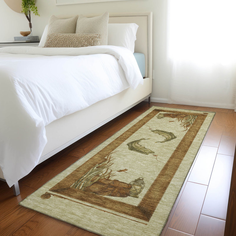 Premium Machine Washable Cerrito AMF145 Khaki Rug, Runner 2'3" x 7'6"