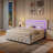 Alber Upholstered Platform Bed Frame with LED Lights & Storage Drawers - Diamond Tufted Headboard & Footboard, Modern Bedroom Furniture-1789157116-1789157107