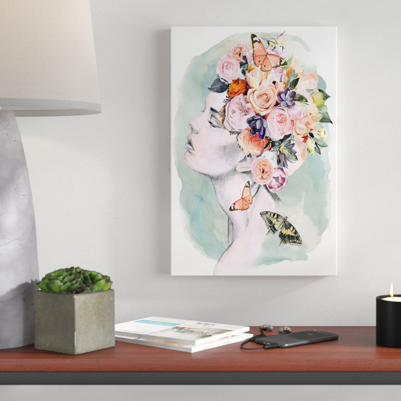 Floral Locks I - Painting on Canvas, 46cm H x 30cm W, Wrapped Canvas