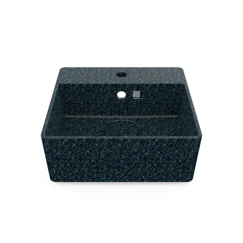 Woodio Cube40 15.748'' Wood Square Bathroom Sink with Overflow, Arctic