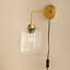 Showstead Plug in Wall Light Gold - Smoked Glass-933356466-933356478