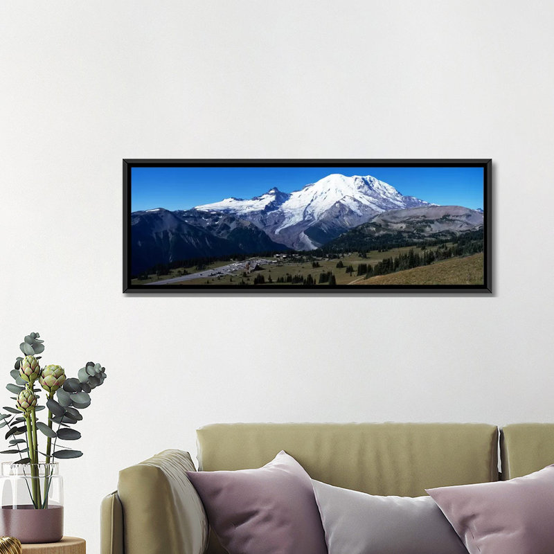 Montagne enneigée, mt rainier, parc national de mt rainier, comté de pierce, état de washington, états-unis-reproduction de photo sur toile tendue