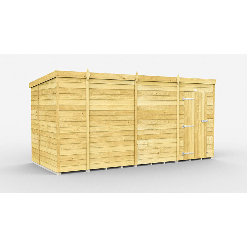 14ft x 7ft Pent Shed - Single Door without Windows