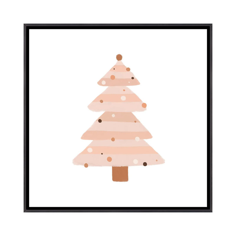 Arbre de Noël rosé par Orara studio-reproduction d’art, H 26 po x l 26 po x P 1,5 po, Toile avec cadre noir patiné