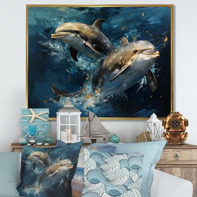 Dauphins dansants bleus III - animaux, art des dauphins