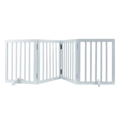 Barrière autoportante pour chien autoportante H 24 po x l 80,3 po, barrière pour chien pliable à 4 panneaux pour les couloirs larges et étroits, barrière pour chien extensible avec support de pied silencieux pour l'intérieur, blanc