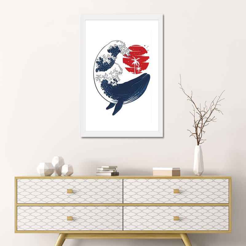 «Whale Wave» par Alberto Perez, impression, Papier encadré blanc, Blanc, H 24 po x l 16 po x P 1 po