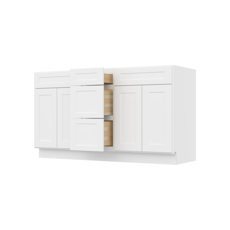 60" × 21" × 34.5"Camlock Easy to Assemble Vanity Combo Base Cabinet