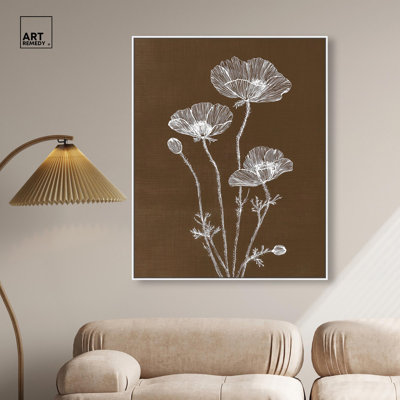 White Poppy II Canvas Print Boho Rustic Wall Art by Art Remedy, White Frame, 36 x 45