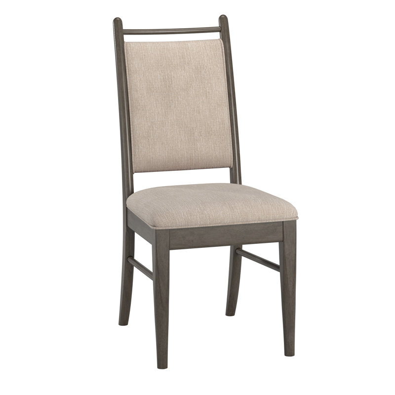 Cipolla Wood Finish Beige Fabric Dining Chair, Gray