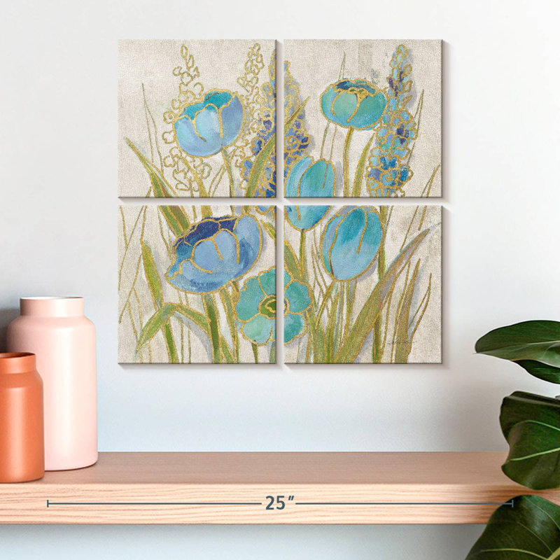 Harnek opalescent floral II bleu, H 18 po x l 18 po