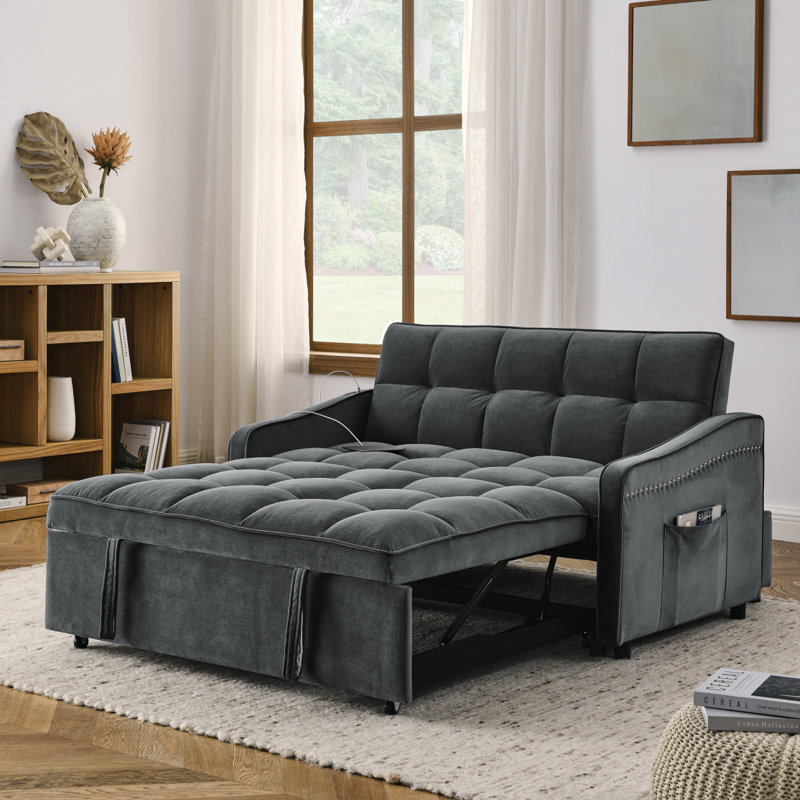 Canapé-lit avec lit escamotable Boneless Loveseats, Gris