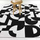 Rectangle Carino Abstract Flatweave Recycled P.E.T. Area Rug in Black/White