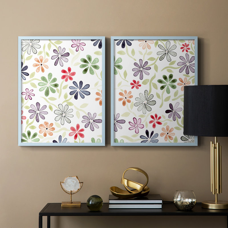 «Faded Flowers I», reproduction encadrée de qualité supérieure - prête à être accrochée - aucun clou requis - aucun clou requis