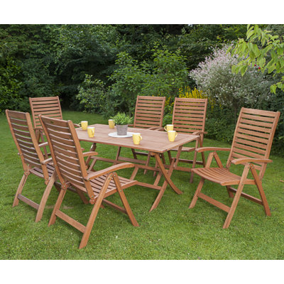 Adabpreet 6 - Person Wood Patio Dining Set with Rectangular Table