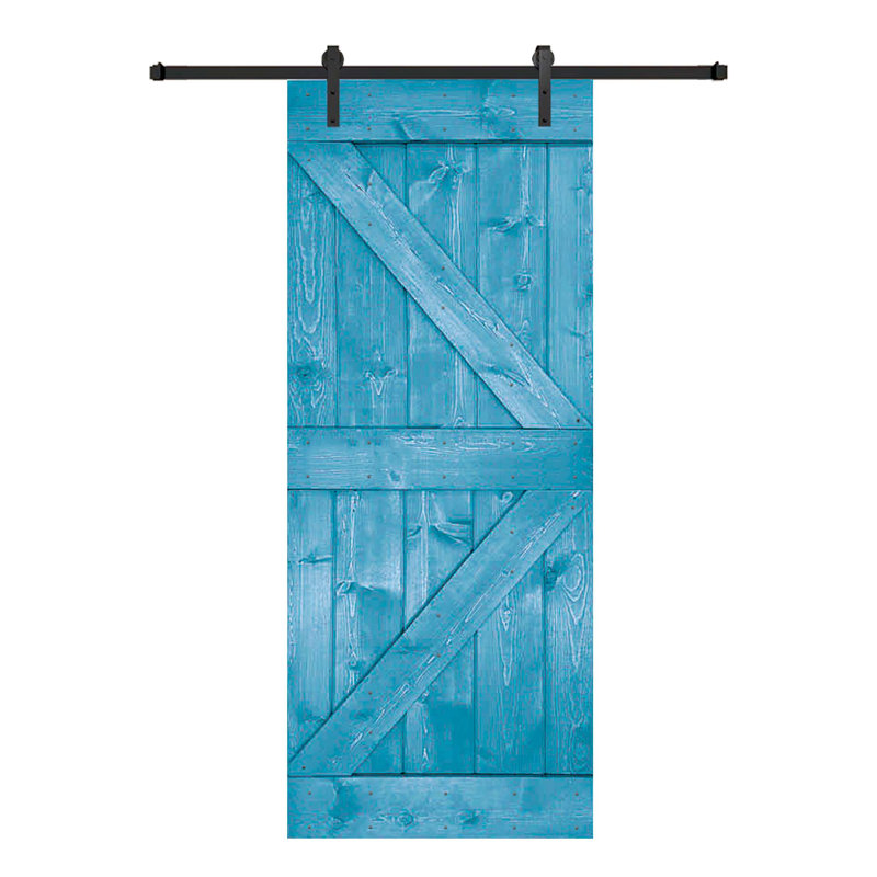 DIY 3in1 Solid Wood Barn Door for Rooms, Storage Spaces, Closets, Ocean Blue, 28" x 84"