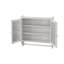 Armoire de rangement de cuisine rétro 24,8 po à trois portes en verre, trois porte-serviettes, blanc délavé pour la salle de bain, salle à manger avec 3 rangements, support de cuisine, espace