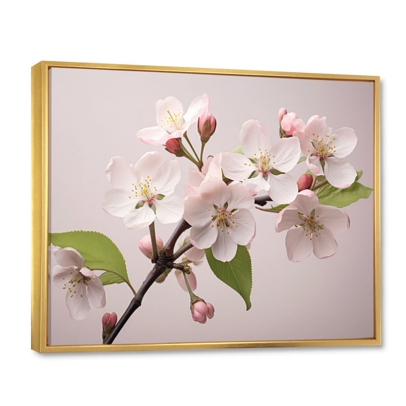 Fleur de pommier délice II - impression, H 30 po x l 40 po x P 1,5 po, Cadre flottant doré