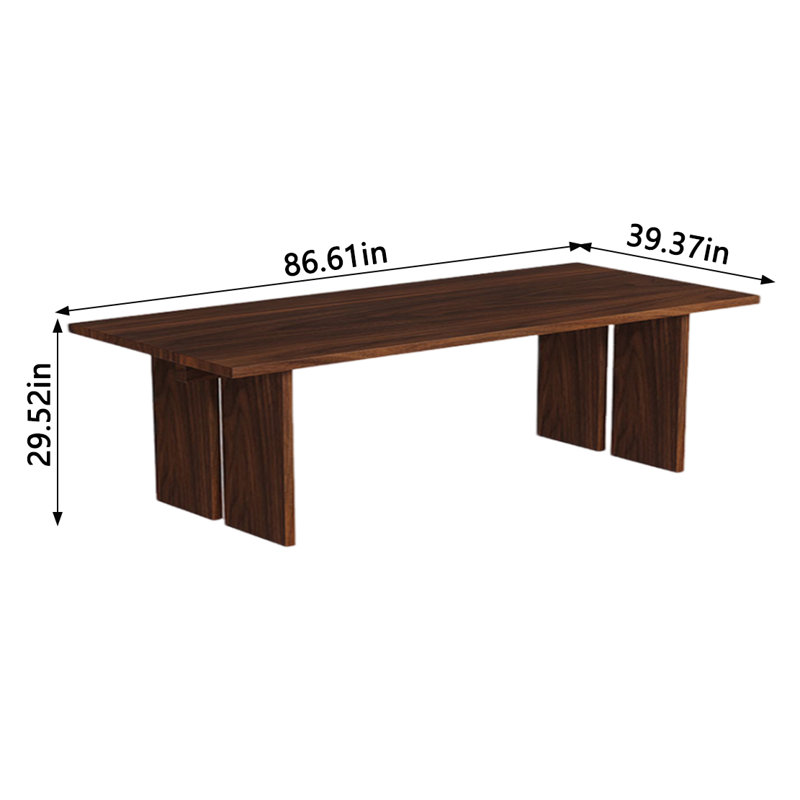 Leoniida Walnut Solid Wood Dining Table, 39.37" W x 86.61" L