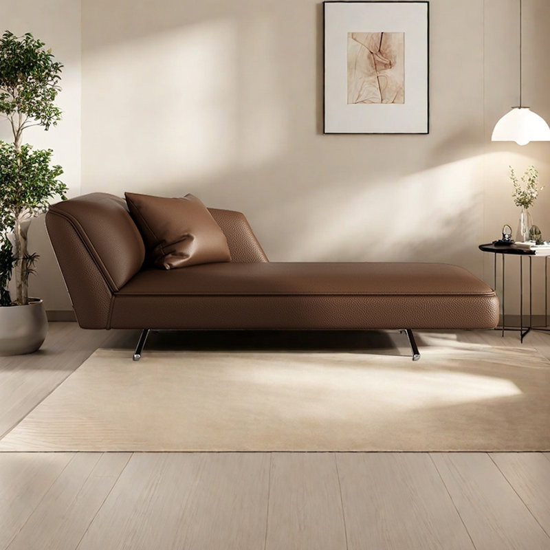 Méridiennes en cuir pour chambre à coucher, Orienté à gauche (vu de face), Café foncé