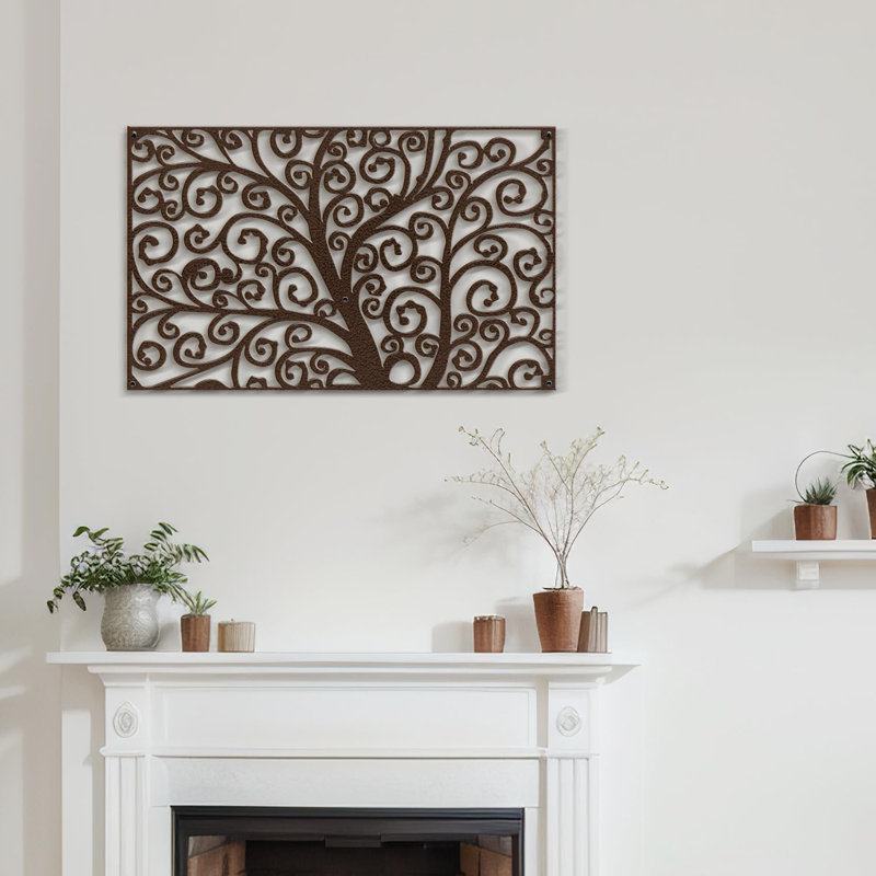 Décoration murale en métal tourbillonnant bouclés branches abstraites murales abstraites, H 11,34 po x l 18 po x P 0,05 po
