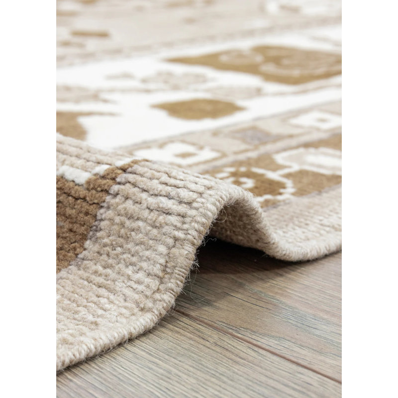 Tapis brun en laine unique de conception unique 10 pi 4 po x 14 pi 3 po Oushak