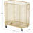 Metal Oval Mesh Wire Rolling Laundry Storage Basket With Ring Handles-457290137