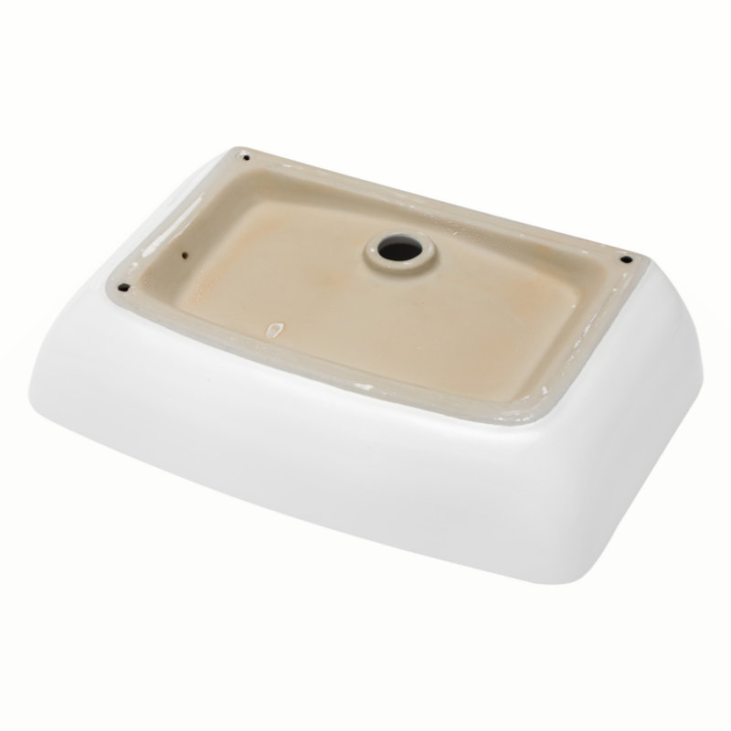 24" x 15" White Ceramic Rectangular Bathroom Vessel Sink