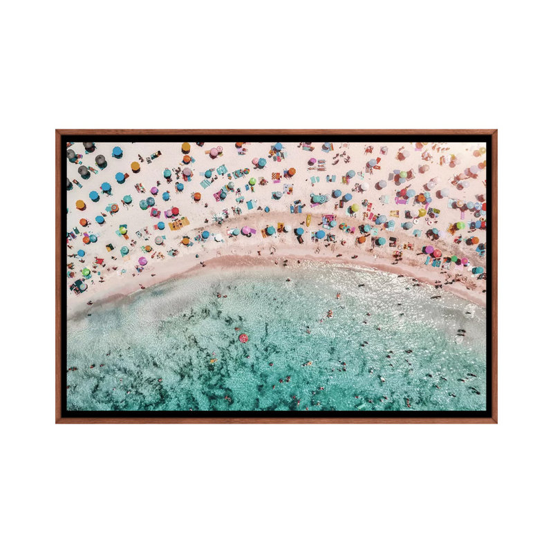 «Beachy» par Honeymoon Hotel - impression, Toile avec cadre en bois brun classique, Pas de tapis, H 26 po x l 40 po x 1,5 po
