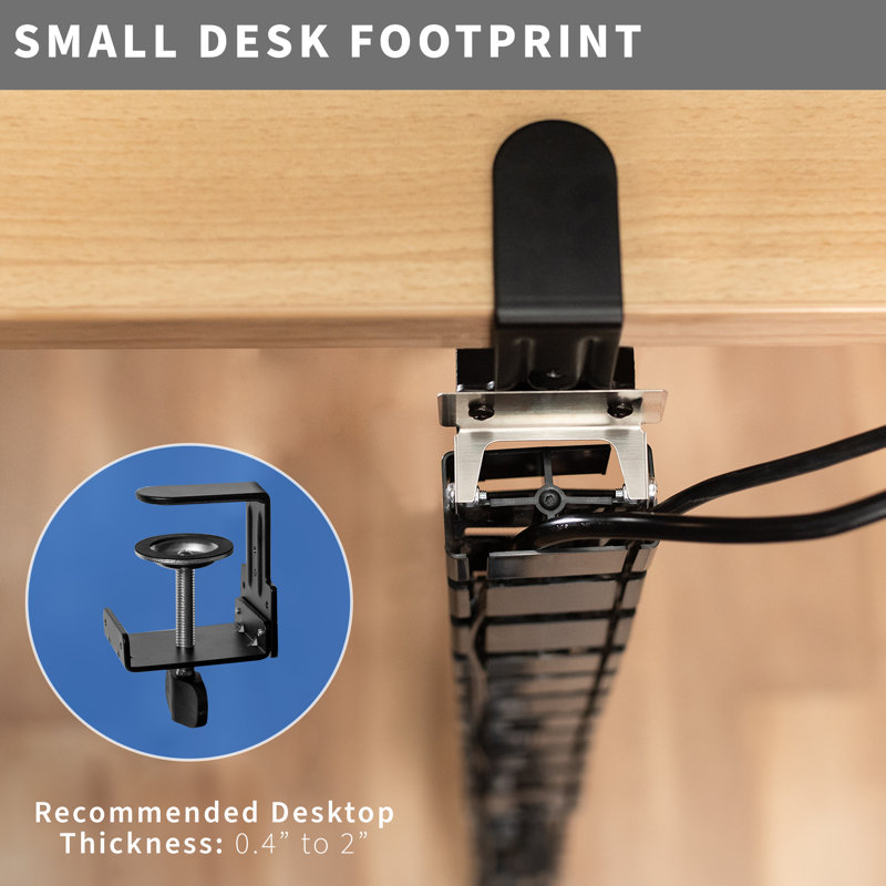 Black Clamp-On Vertebrae Cable Management Kit for Desk