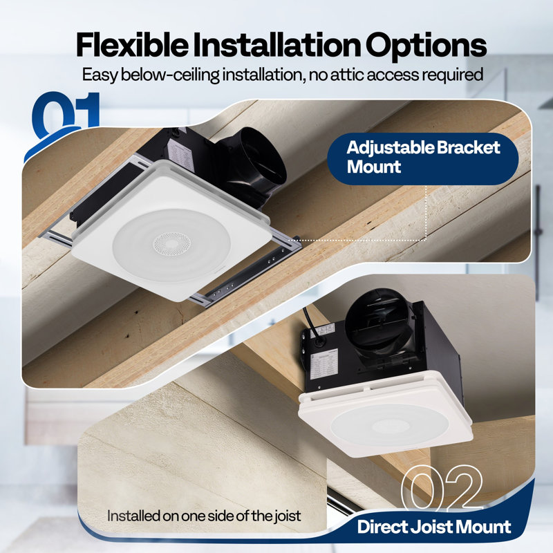 Ventilateur d'extraction Bluetooth 240 CFM avec capteur d'humidité, lumières RVB