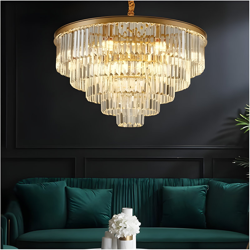 Gold Crystal Chanedlier- 3Tier Crystal Ceiling Light-Retro Light Fixture