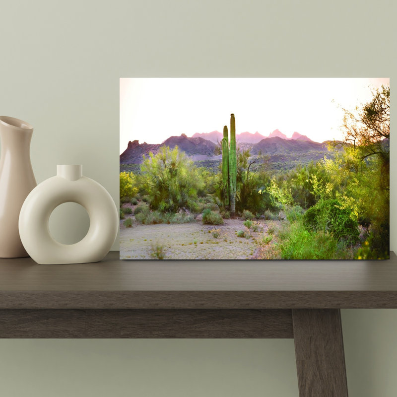 Sonoran Serenade Abstract Contemporary Cactus Landscape Nature Wall Art, 12" H x 18" W