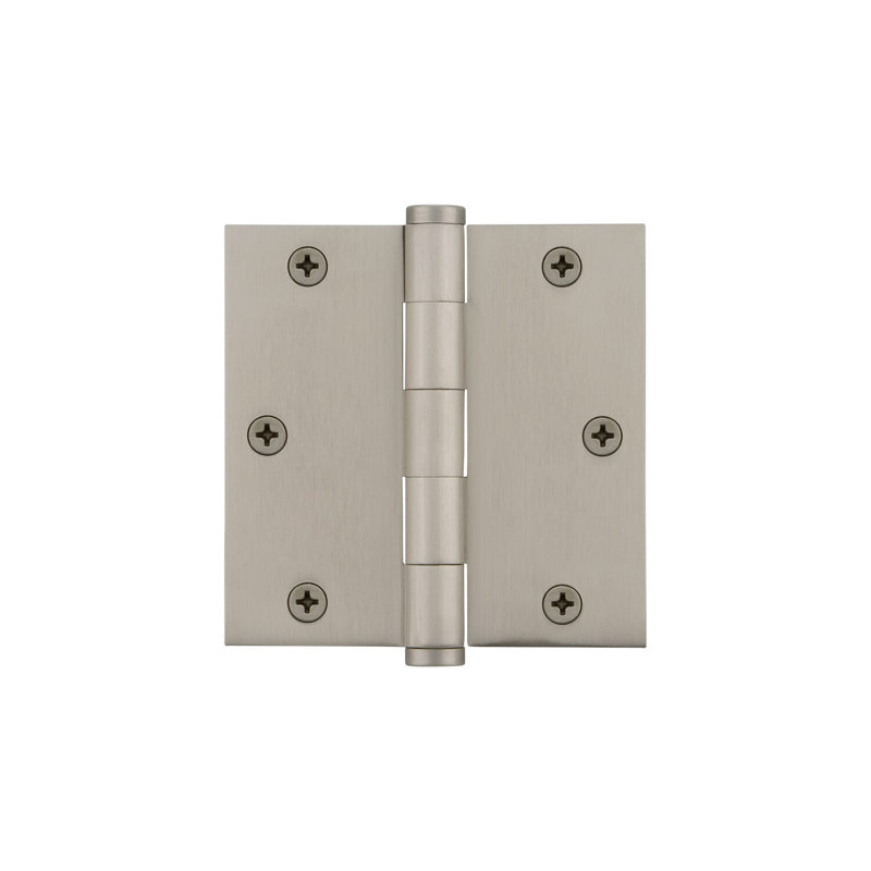 3.5 in. H x 3.5 in. W Brass Butt Bearing Door Hinge, Satin Nickel