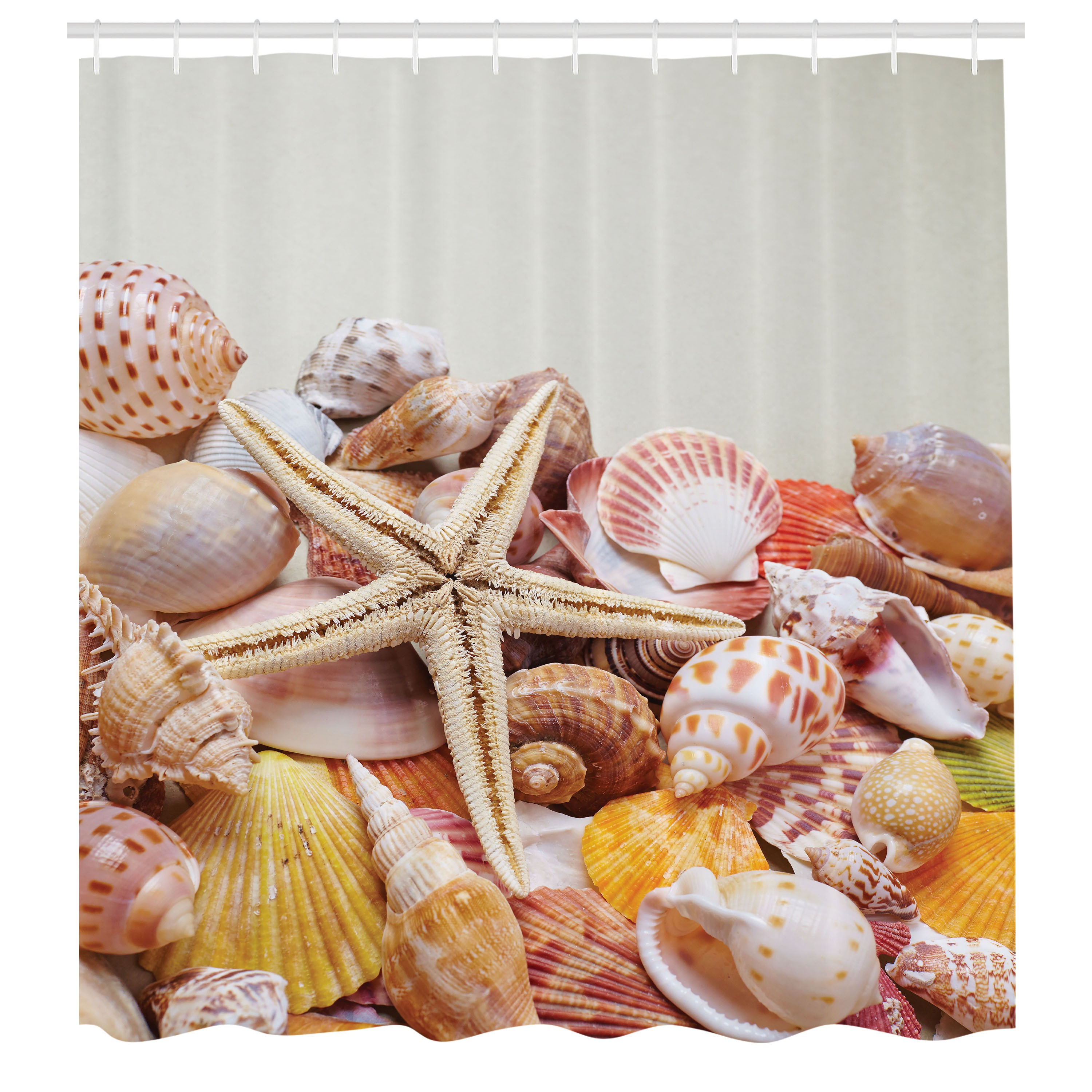 Ambesonne Ocean Shower Curtain Pile of Seashells Beach Coconut Cream