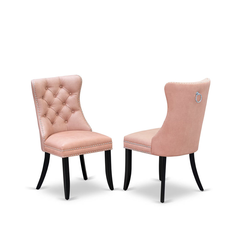 Chaises de cuisine Dallas Parson - Ensemble de 2 chaises de salle à manger capitonnées beige, Beige / rouge