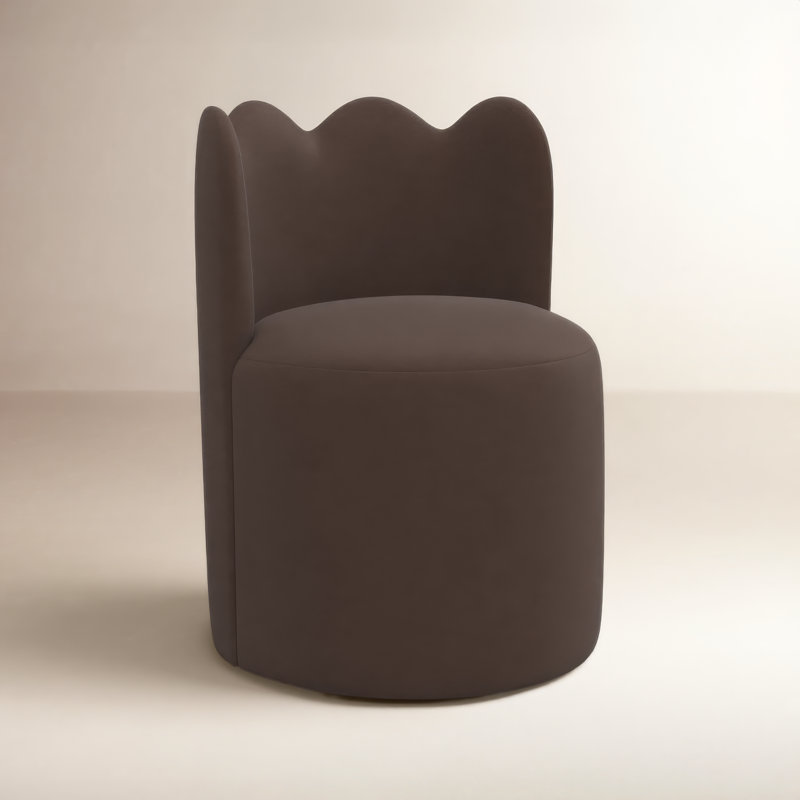 Wavy Back Dining Chair, Classic Chocolate Velvet
