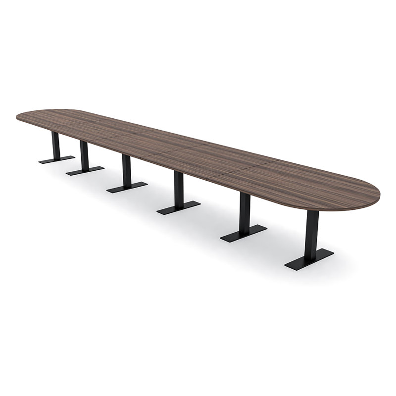 Table de conférence Parinka, L 264 po x l 48 po, Eucalyptus naturel, Noir mat