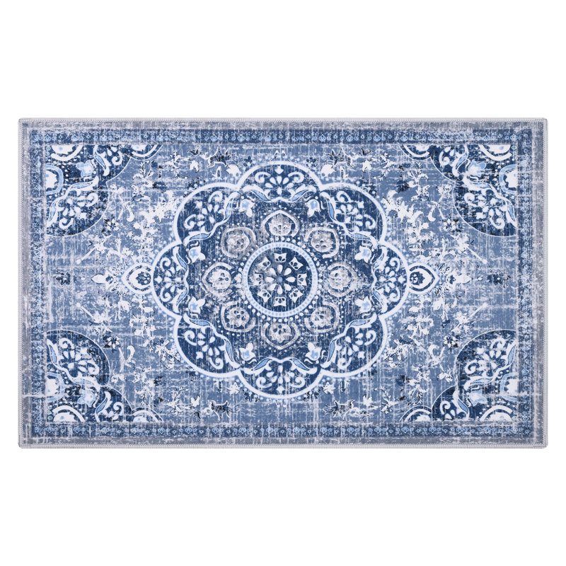 Machine Washable Non-Slip Kitchen Mat, Blue